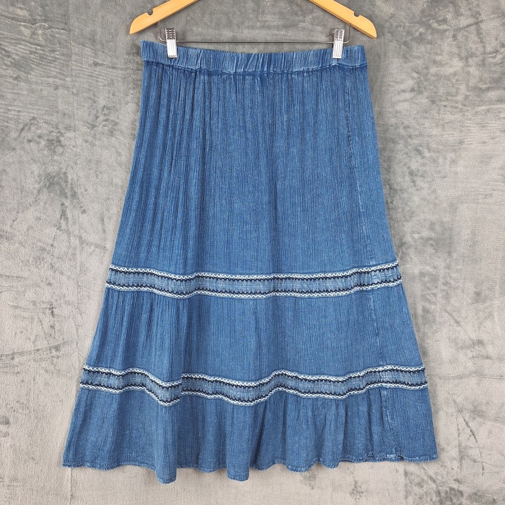 Vtg Womens Skirt Medium Boho Festival Western Rodeo Coastal Cowgirl Prairie Midi
